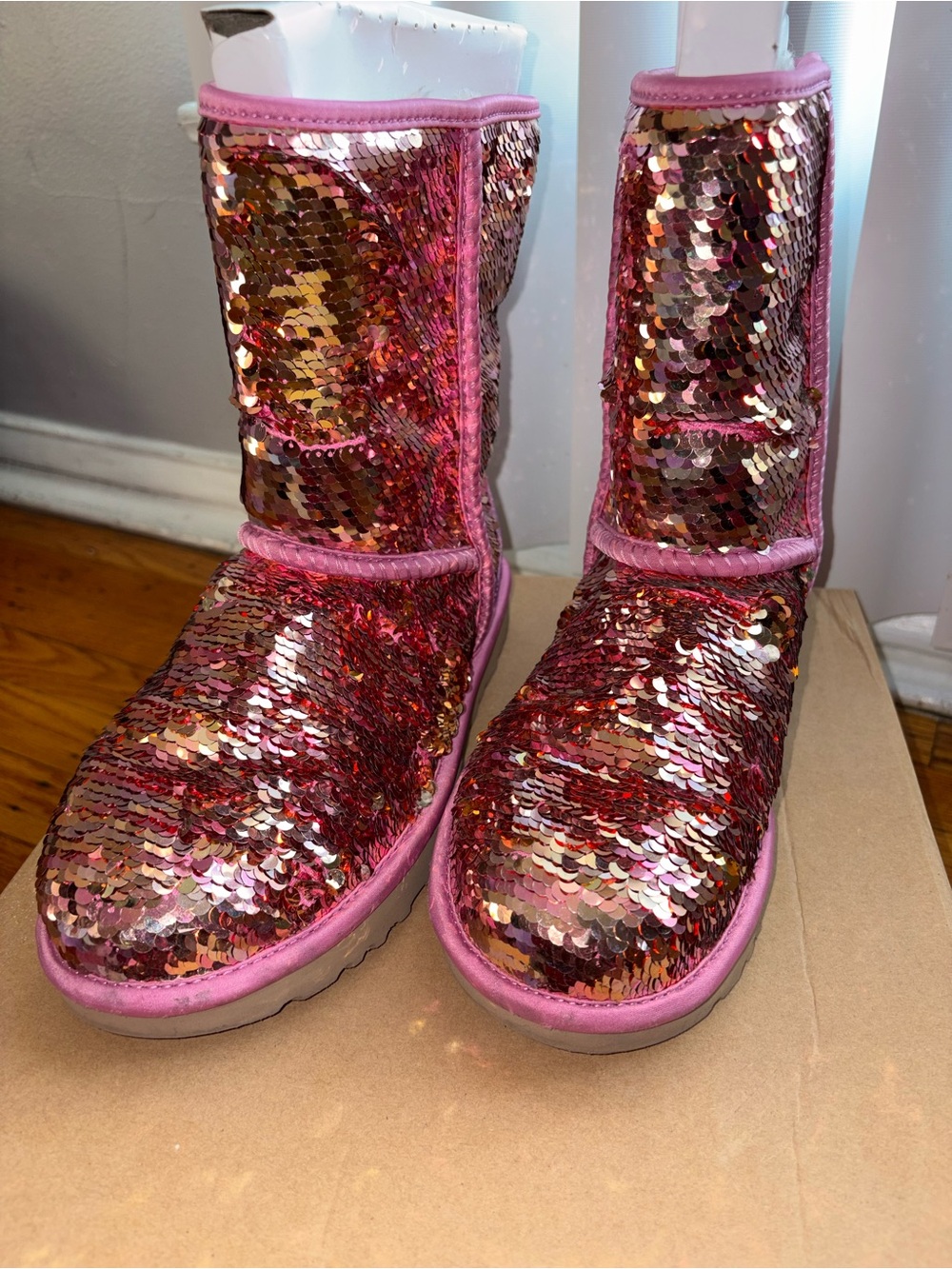 UGG Pink Sequin Mid-Calf Boots